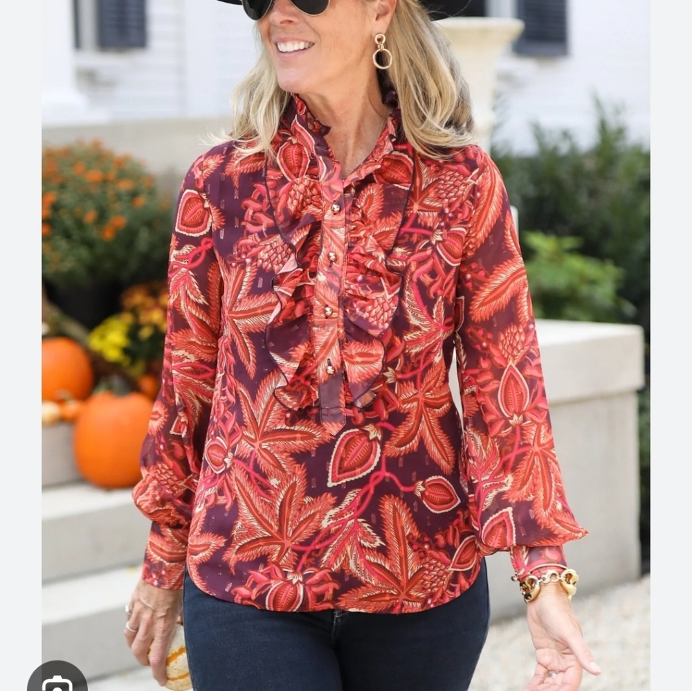 CK Bradley Bedford Blouse In Kaleta Plum Size XS NWT